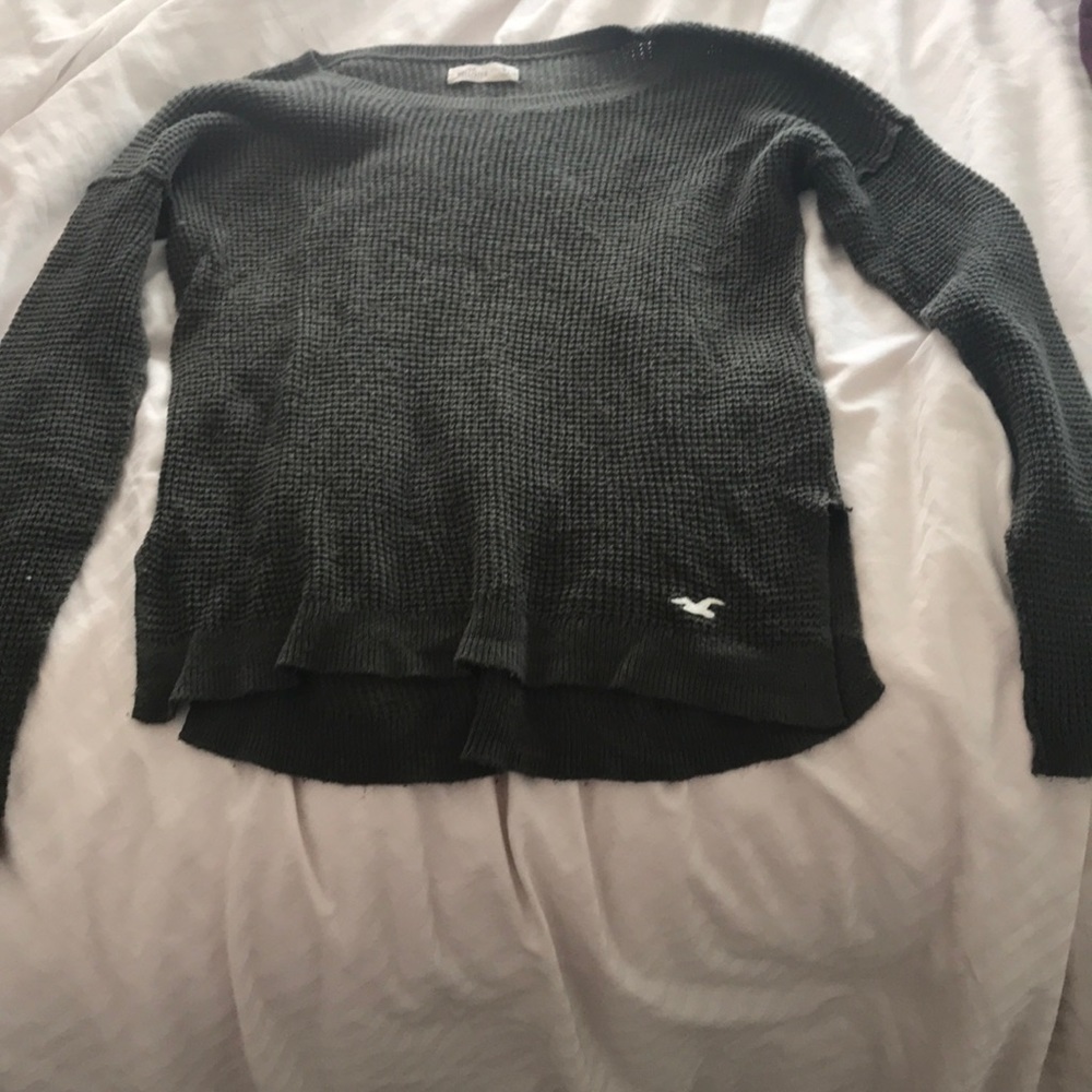 small green hollister knit sweatshirt